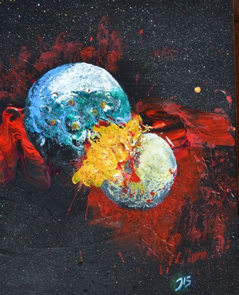 Original Planet Art Two Planets Colliding Etsy