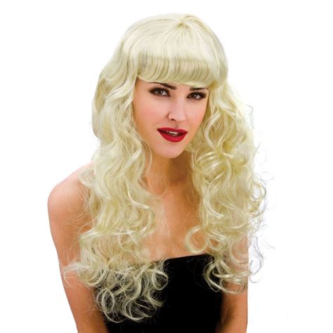 Ladies Foxy Siren Long Curly Fringe Glamour 80s 1980s Fancy Dress Costume Wig Ebay