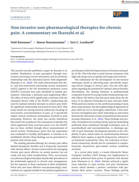 Pdf Non Invasive Non Pharmacological Therapies For Chronic Pain A