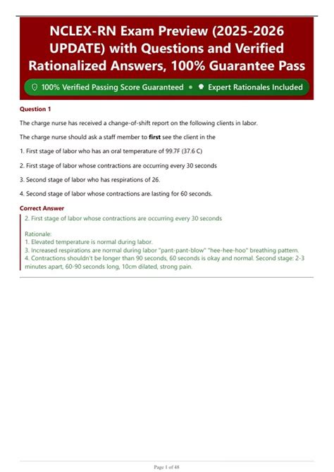 NCLEX-RN Exam Preview ( UPDATE) with Questions and Verified