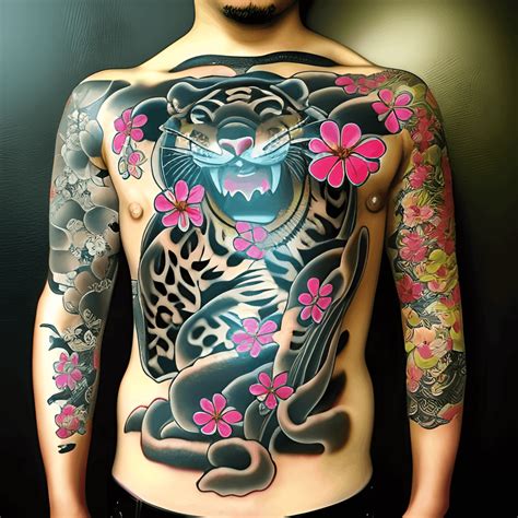 Tattoo Yakuza Tatuado De Cuerpo Entero Tiger Sakura Flowers Arms