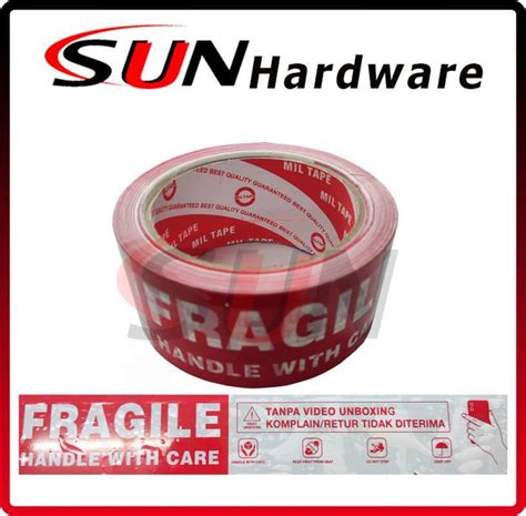 Jual Lakban Fragile Handle With Care Miltape Yard X Mm Video