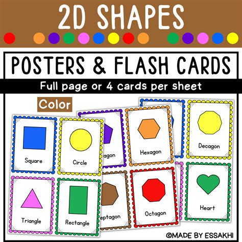 2d Shape Posters Flashcards Classroom Decor For Shape Recognition