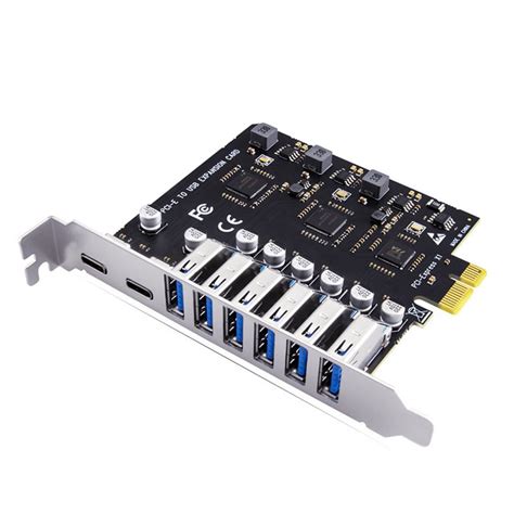 USB 3.2 and Type C PCI-E Expansion Card PCIE to USB Controller 6Port ...