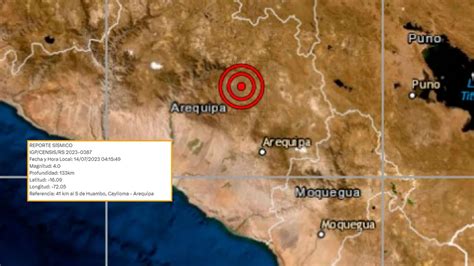 Temblor De Magnitud 4 Sacudió Caylloma Arequipa Según Informa El Igp Infobae