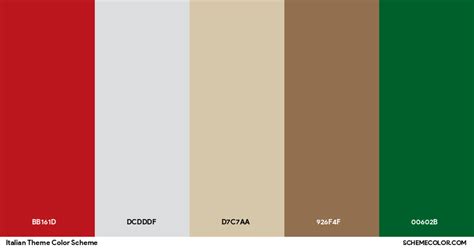 Italian Theme Color Scheme Palettes
