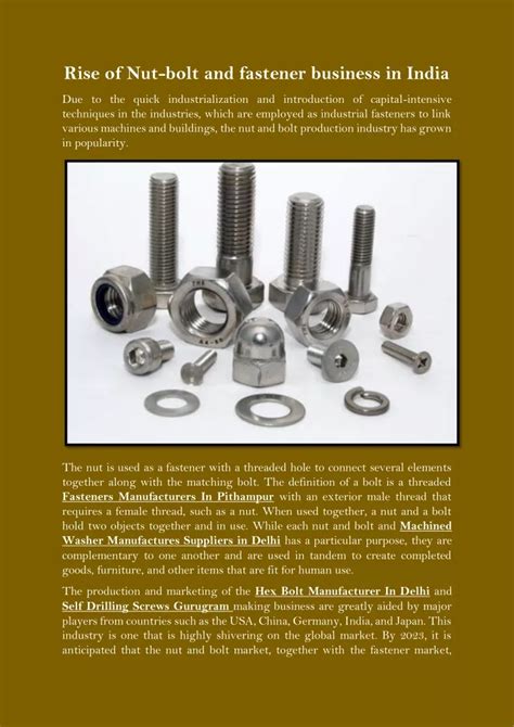 Ppt Rise Of Nut Bolt And Fastener Business In India Powerpoint