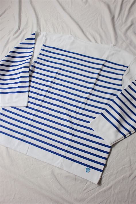 Orcivalwide Body Boat Neck Ls Po（ビッグサイズ ラッセルフレンチセーラーt）blue×white