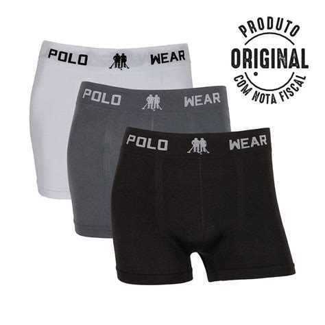 Kit 3 Cueca Boxer Masculino Polo Wear Cuecas Box Masculino Adulto Sem