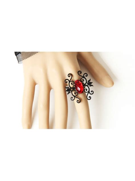 Gothic Vintage Black Lace Red Rose Bracelet Band Ring Wristband Magic