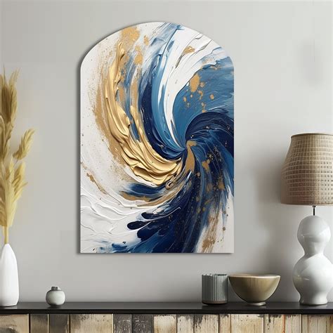 Design Art Dark Blue And Gold Spiral Iv Abstract Spirals Arch Shape