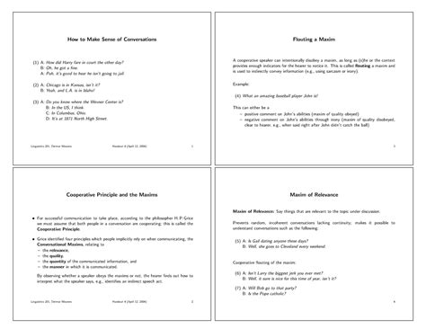04-pragmatics-grice - Pragmatic basics - Flouting a Maxim A cooperative ...