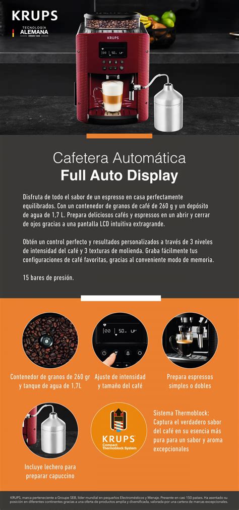 Ripley Cafetera Espresso Full Auto Display Roja Lechero