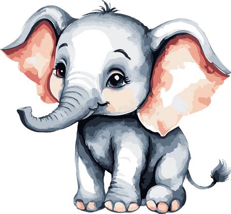 Pretty Lovely Watercolor Cute Elephant Vector Art Stock Vector ...