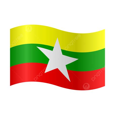 Vector Realistic Illustration Of Myanmar Flag Myanmar Flag Myanmar