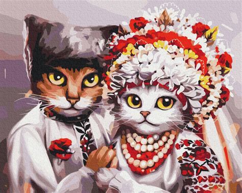 Картина по номерам Свадьба украинских котиков Brushme 40х50 см – фото ...