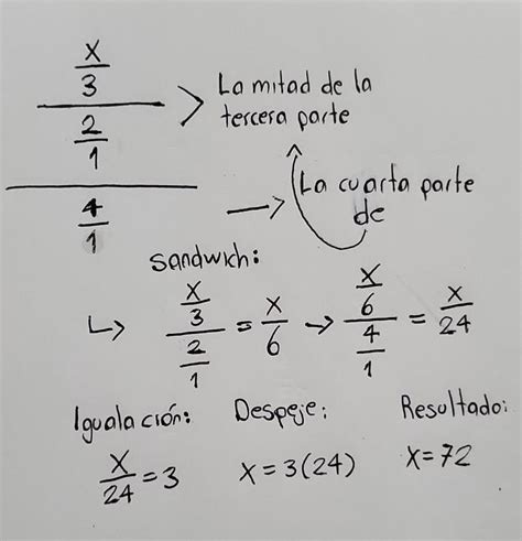 halla un número sabiendo qué la cuarta parte de la mitad de la tercera