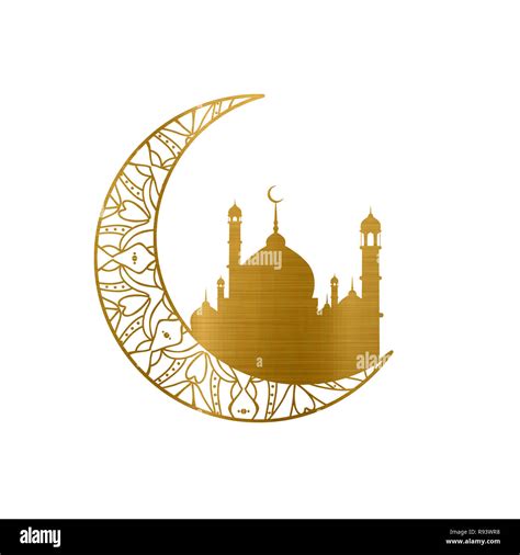 mosque islamic religious holy golden moon illustration Stock Photo - Alamy