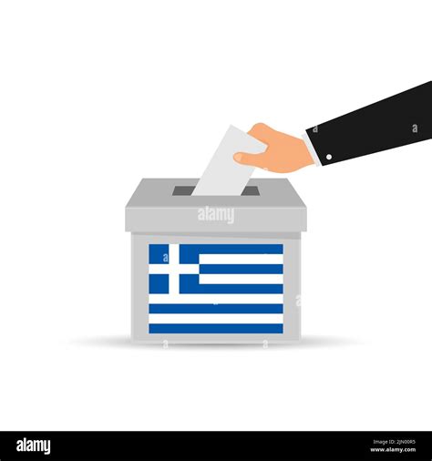 Greece Voting Concept Hand Putting Paper In The Ballot Box Isolated