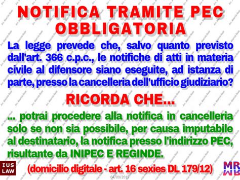 Lobbligo Della Notifica Tramite PEC Il Processo Telematico La