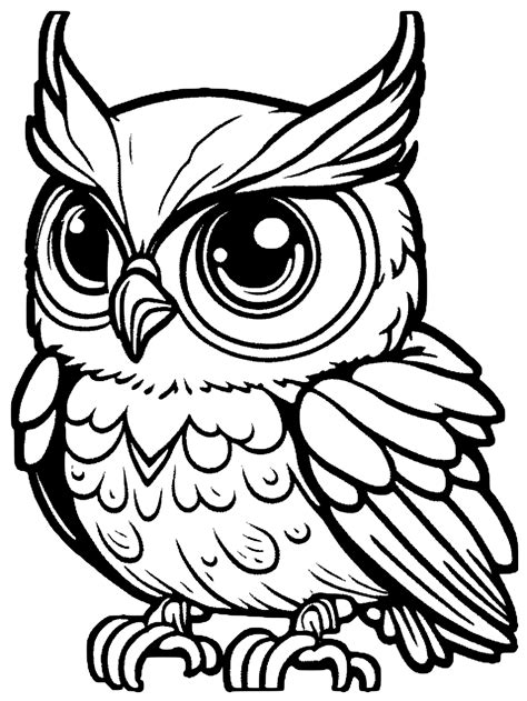 Hyper Realistic Owl Coloring Page · Creative Fabrica