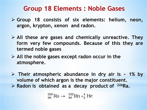 PPT - Group 18 Elements : Noble Gases PowerPoint Presentation, free ...