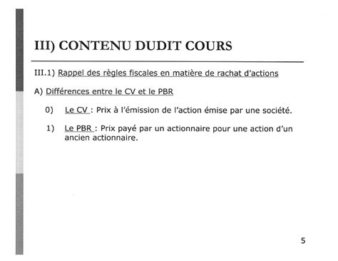 Rachat D Actions Note De Cours D Taill E Sur La Mati Re Avec Exemples