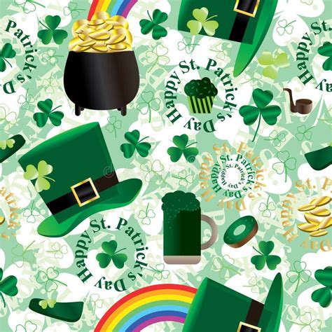 St Patrick Day Green Seamless Pattern Stock Vector Illustration Of