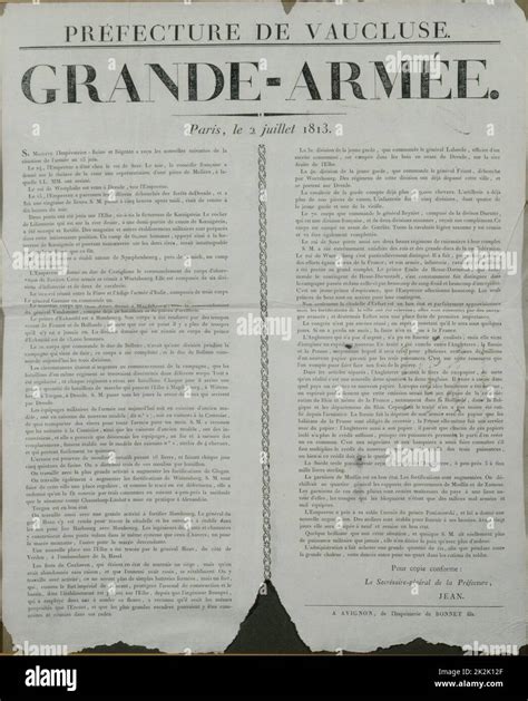 Proclamation Of The Grand Army Dated July 2 1813 Announcement Of The