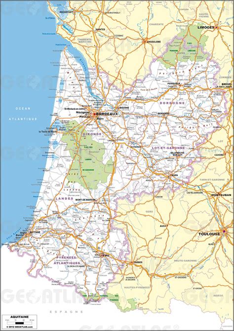 Aquitaine Karte Asien Karte
