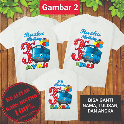 Jual Kaos Birthday Couple Keluarga Gambar Tayo Bisa Request Tulisan