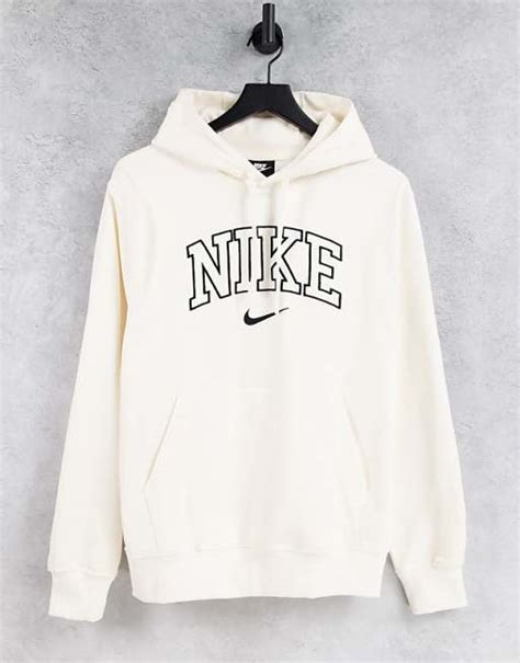 Nike Unisex Vintage logo fleece oversized hoodie in off white | ASOS