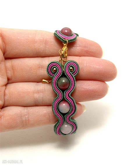 Handmade Bransoletki Sutasz Z Jadeitami Sznurek Soutache Kamienie