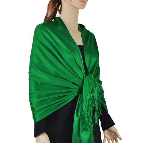 Satin Solid Pashmina Perimmon Green Wholesale Scarves City