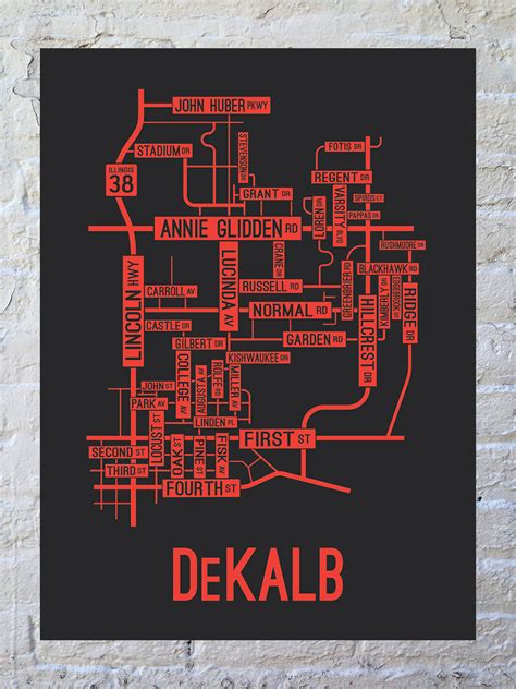 DeKalb, Illinois Street Map Poster - School Street Posters