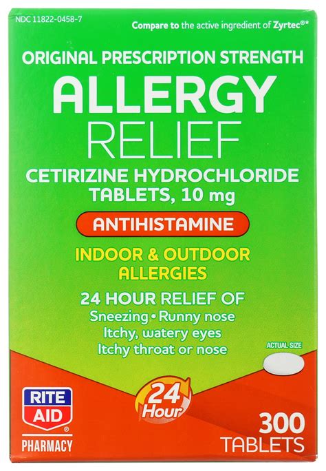 Rite Aid Cetirizine 24 Hour Allergy Relief Tablets 10mg 300 Ct Shipt