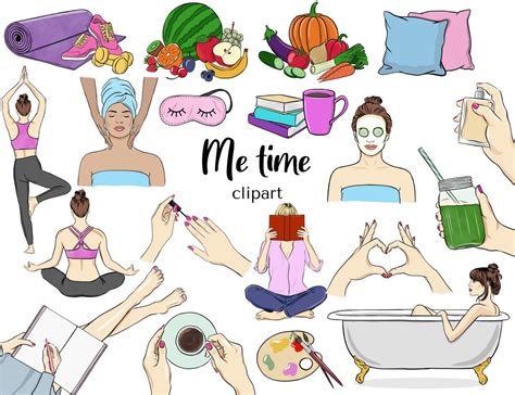 Ich Zeit Selbstpflege Clipart Wellness Kümmern Sie sich um Ihren