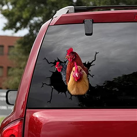 Animal 3d Decals Window Car Sticker Chicken Poultry Crack Car Decals