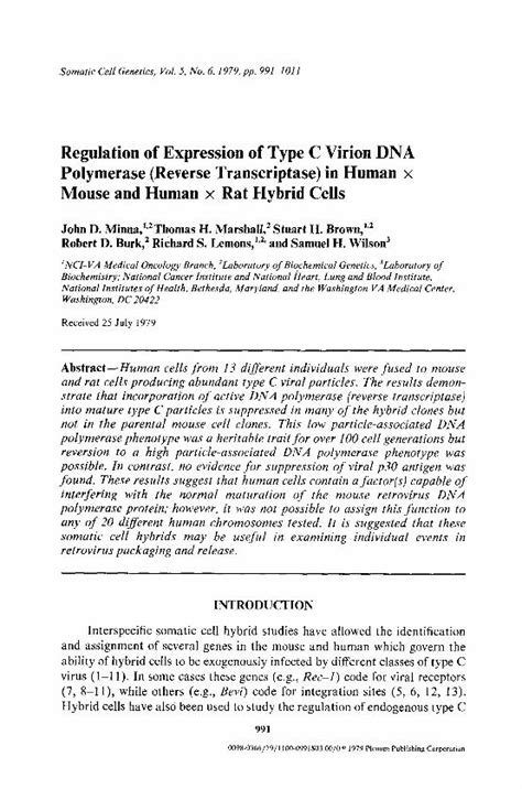 PDF Regulation Of Expression Of Type C Virion DNA Polymerase Reverse