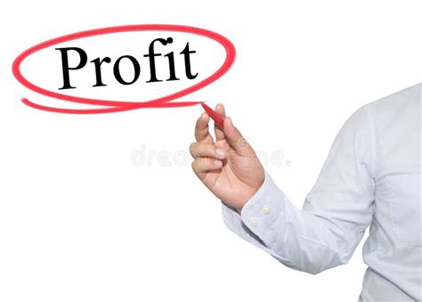 Hand Man Write Text Profit Black Color Isolated White Stock Photos