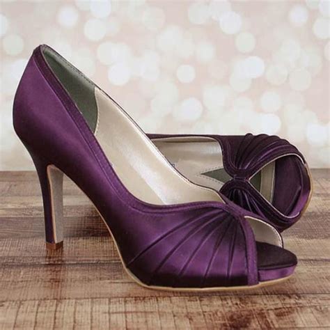 Custom Wedding Shoes Plum Platform Peep Toe Wedding Shoes 2329562