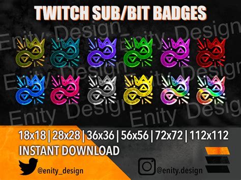 Twitch Sub Badges Controller King Crown Sub Badges Neon Streamer Badges