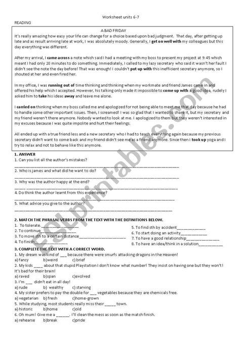 New Headway Intermediate Unit 6 Esl Worksheet By Regy