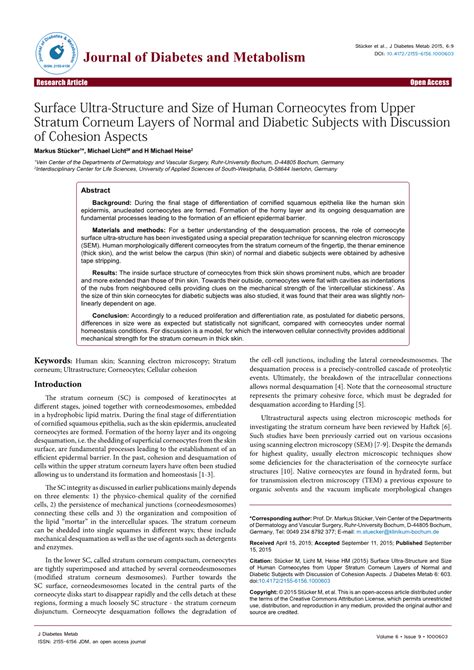 Surface Ultra-Structure and Size of Human Corneocytes from Upper - DocsLib