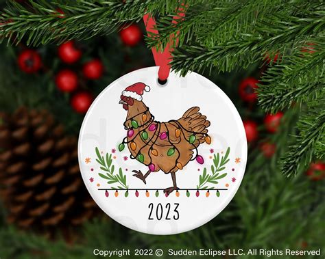 Personalized Christmas Ornament 2023 Yearly Christmas Ornament Chicken Keepsake Ornament Custom ...