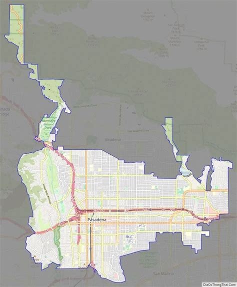 Road map of Pasadena | Pasadena, Cities in los angeles, Map