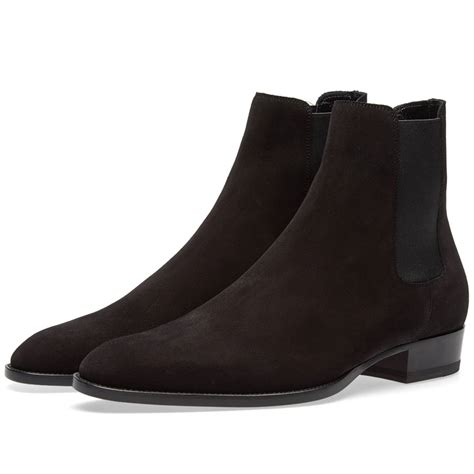 Saint Laurent Wyatt Suede Chelsea Boot Black End Us