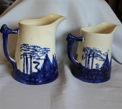 Bargain John S Antiques Old Sleepy Eye Cobalt Blue And White Pitcher