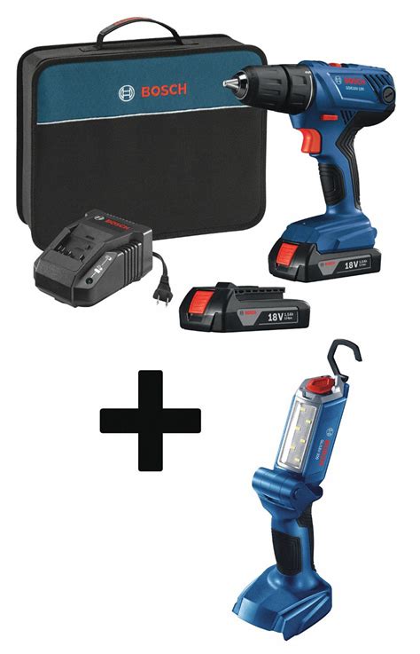 BOSCH Drill Kit, Cordless, 1700 RPM, 18V DC - 508V21|GSR18V-190B22 ...