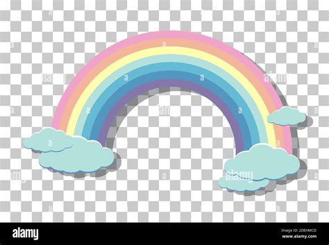 Pastel Rainbow With Clouds Isolated On Transparent Background